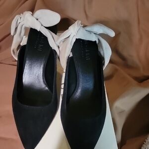 M. Gemi Lasso Suede Black Women's Shoes with Bow Detail